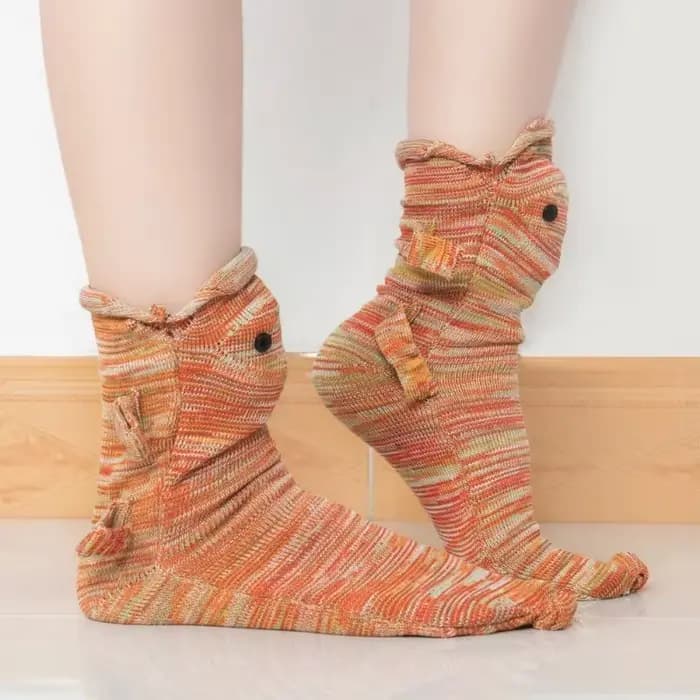 2023 nouvelles chaussettes crocodile tricotées automne hiver femmes mignon dessin animé sol