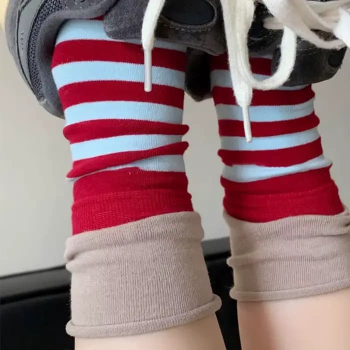 Chaussettes à rayures rétro pour femmes, tube moyen, bas en coton, bas coréens, chaussettes japonaises, printemps et automne