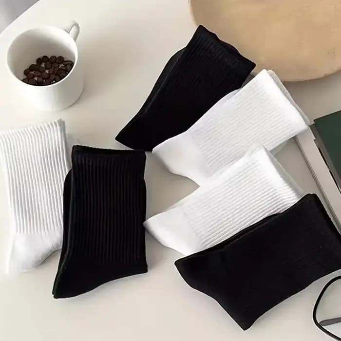 7/10/20 paires blanc noir mi-tube femmes chaussettes femme classique couleur unie à la mode sport décontracté absorbant respirant hommes chaussette