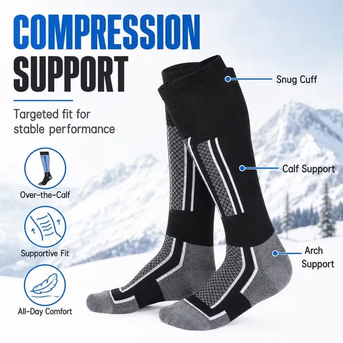Chaussettes de ski thermiques à compression pour l'hiver
