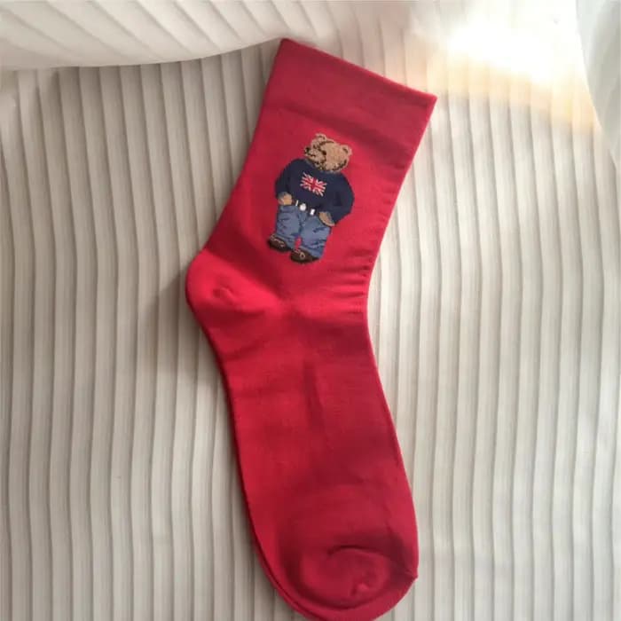 Chaussettes de dessin animé Gentleman Bear pour hommes