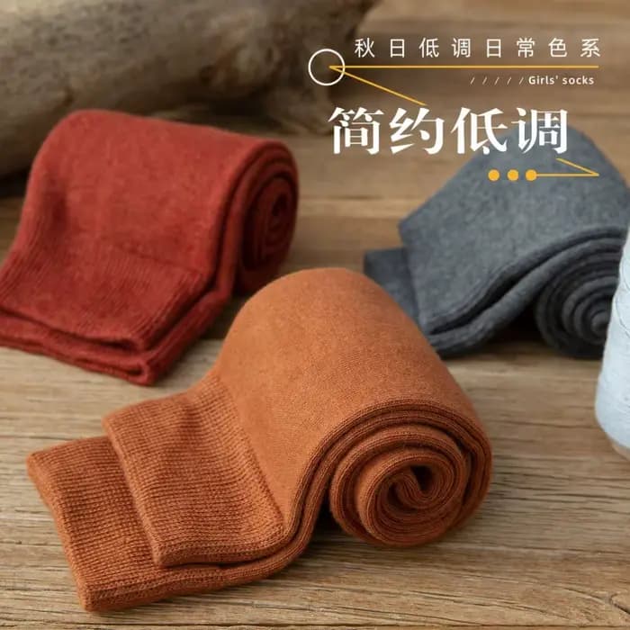 Chaussettes longues femmes bas coton biologique solide chaud cuisse haute dames filles rue mode jeune décontracté genou