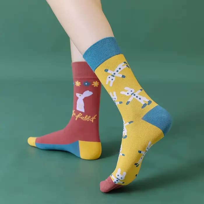 Chaussettes Asymétriques en Coton Peigné pour Femme