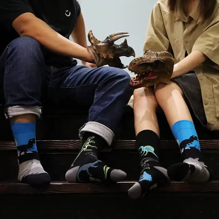 AB Cotton Causal Fashion【1 paire】 Chaussettes amusantes pour hommes, motif animaux dinosaures, chaussettes standard pour garçons, style street skateboard