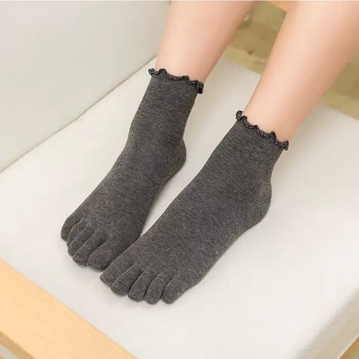 Chaussettes en coton à cinq doigts pour femmes, chaussettes à orteils de couleur unie avec 5 orteils courts déodorants, chaussettes avec doigts, chaussettes pour femmes