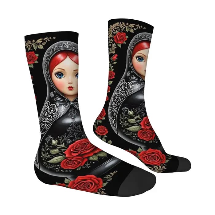 Art ethnique Rose Matryoshka chaussettes pour hommes Style rétro confortable respirant décontracté mode