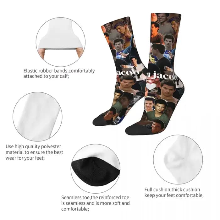 Chaussettes noires Twilight Jacob Harajuku