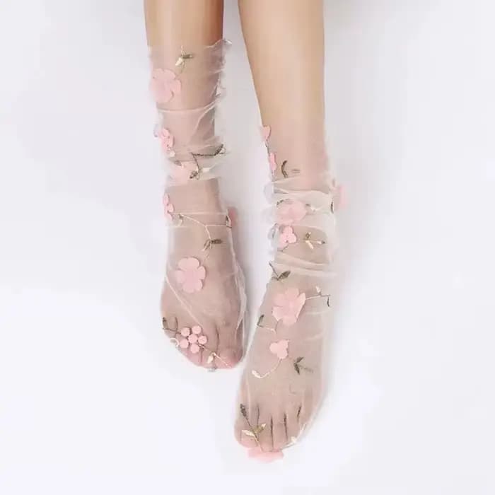 Chaussettes Sexy en dentelle à fleurs pour femmes et filles