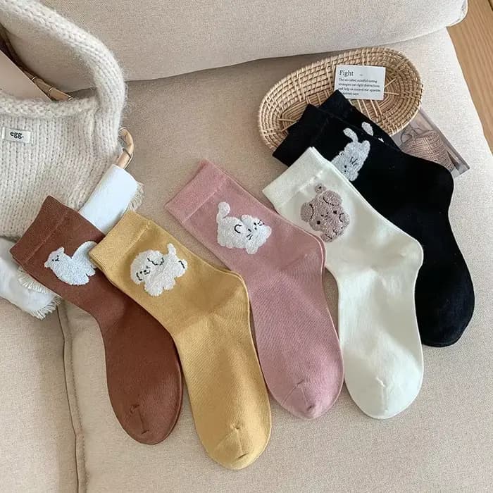 Chaussettes longues en coton pour femmes, dessin animé, chat, chien, doux, filles, japonais, Kawaii, style coréen, Harajuku, rétro, streetwear, mignon