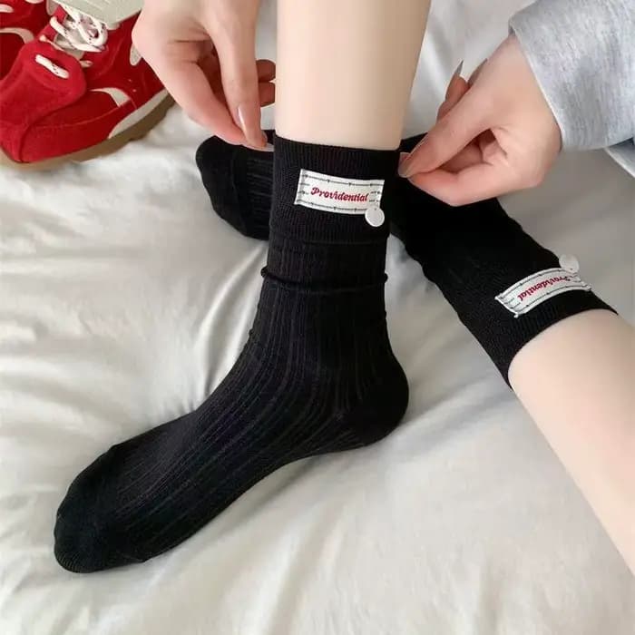 1/3 paires printemps automne femmes bouton étiquette mi Tube chaussette à la mode doux Style coréen