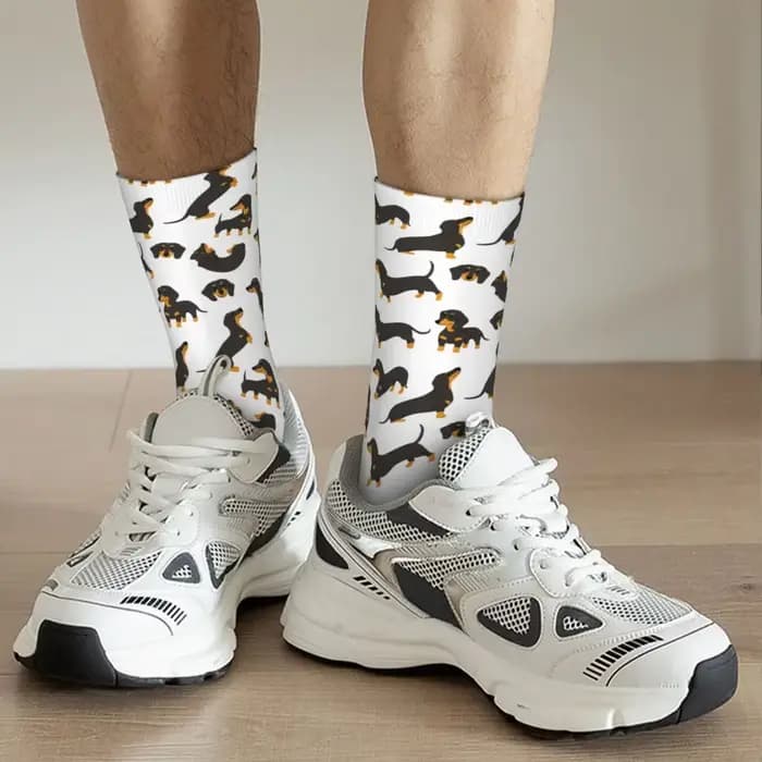 Heureux drôle hommes chaussettes décontracté teckel chaussette cadeau pour Animal chien amoureux Sport femmes bas printemps été automne hiver