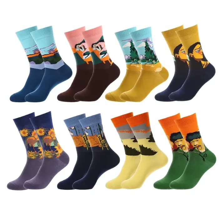 Chaussettes en coton pour femmes rétro abstrait peinture à l'huile Art