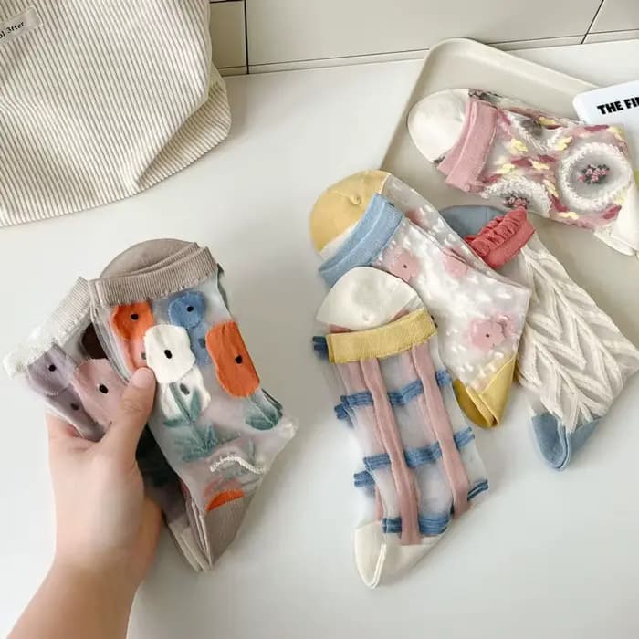 Chaussettes en dentelle transparente pour femmes, chaussettes carillon décontractées, respirantes, douces, mignonnes, style coréen, mode, été