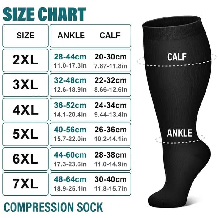 1 paire de chaussettes de Compression de mollet Extra larges pour femmes et hommes