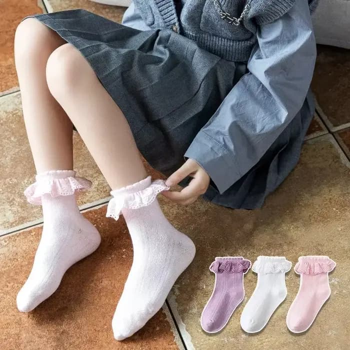 Enfants filles mignon blanc Princsee avec volants dentelle chaussette pour bébé printemps automne coton froufrous danse enfant en bas âge bas courts cheville bas