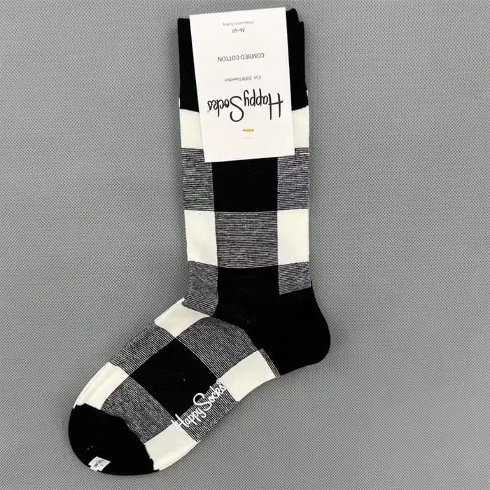 Chaussettes mi-tube pour femmes, marque de mode HS, vêtements quatre saisons, chaussettes joyeuses en pur coton