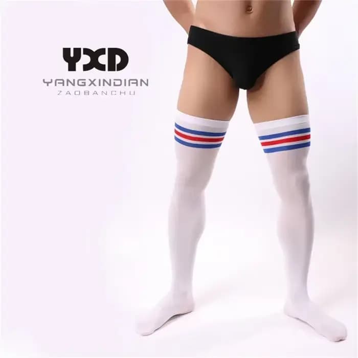 Bas de sport Sexy à rayures transparentes pour hommes