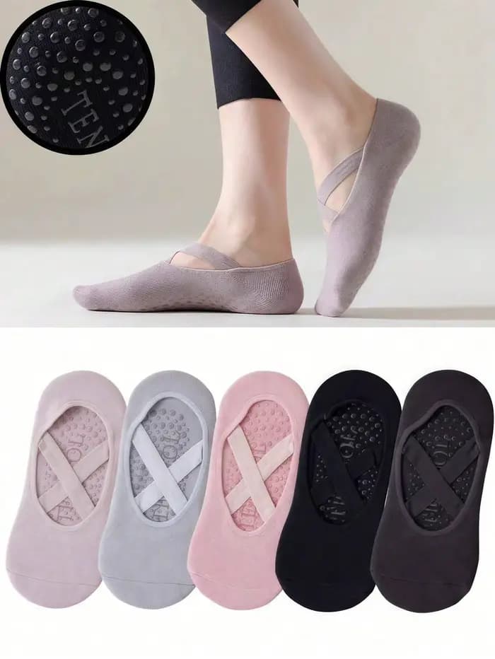 Chaussettes de yoga antidérapantes professionnelles pour femmes, 1/2/3/4/5 paires, pour fitness, exercice, pilates aérien