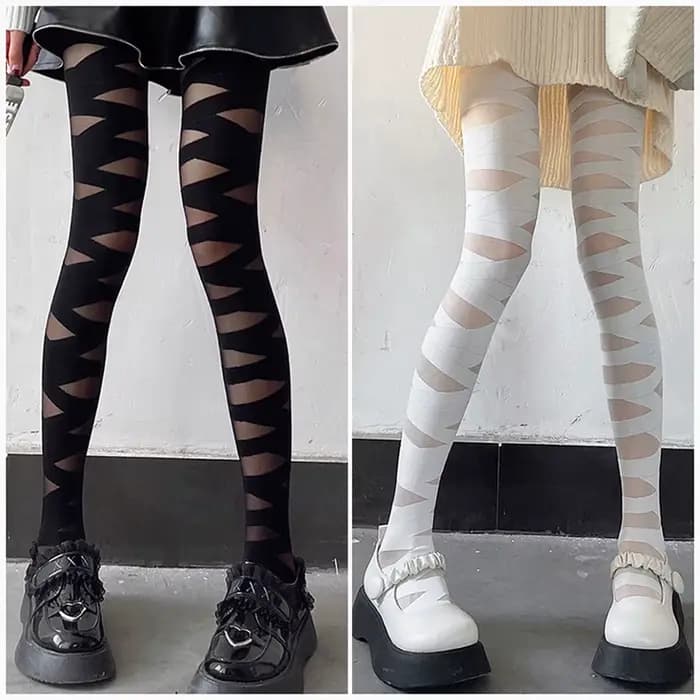 Collants gothiques croisés pour femmes