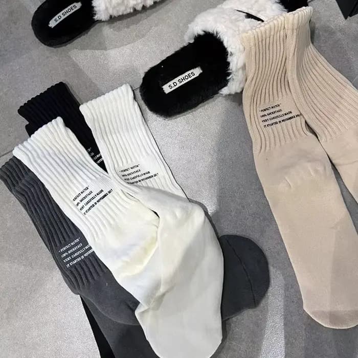 Mode épais aiguille chaussettes pour hommes femmes rétro couleur unie sport longues