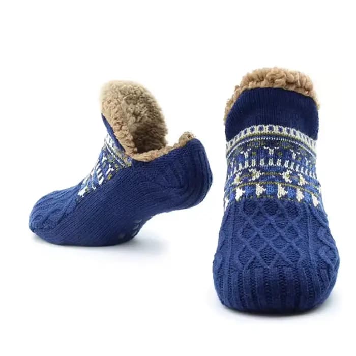 1 paire de chaussettes de sol antidérapantes chaudes d'hiver pour femmes et hommes