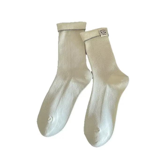 Chaussettes coréennes pour femmes, couleur unie, dessin animé Kawaii, chaussettes en coton respirant de haute qualité pour filles, style Preppy Simple, polyvalent et amusant