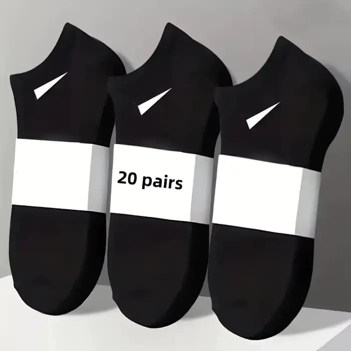 Lot de 20 paires de chaussettes de sport neutres noires et blanches