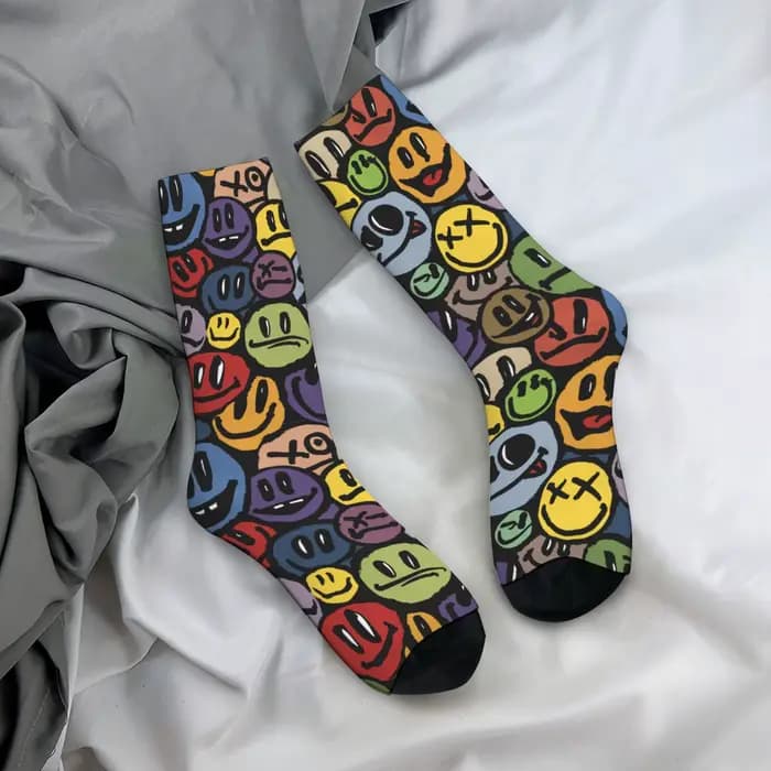 Chaussettes pour hommes avec emoticônes graffiti