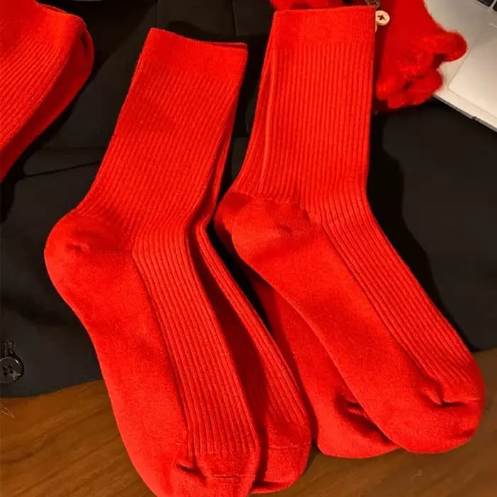 Chaussettes rouges en coton pour hommes et femmes