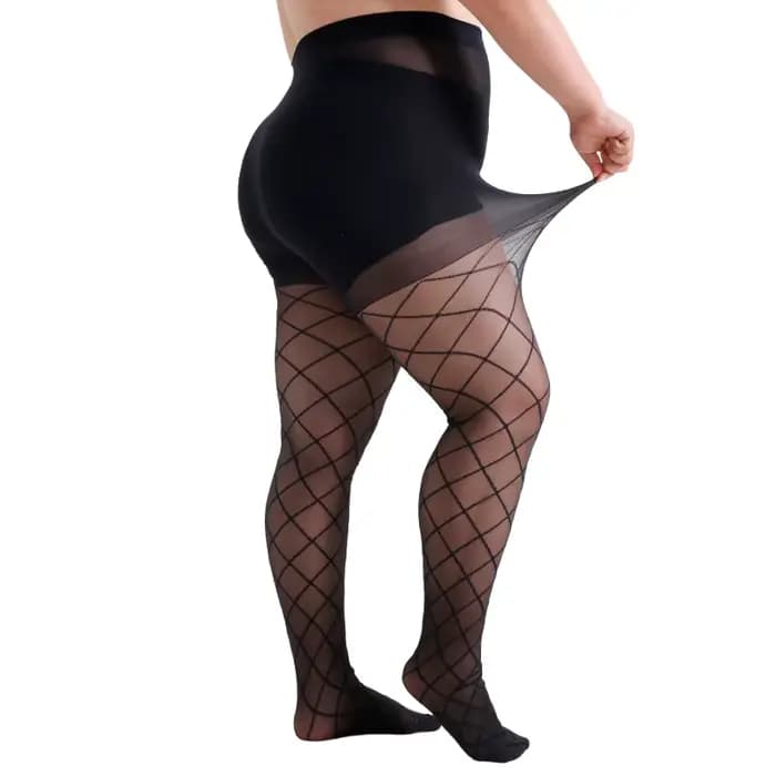 Mode femmes grande taille 4XL 20 Denier diamant Jacquard collants transparents