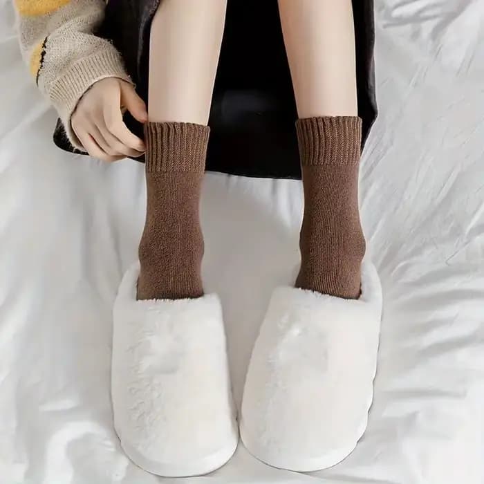 5 paires de chaussettes thermiques mi-tube épaisses