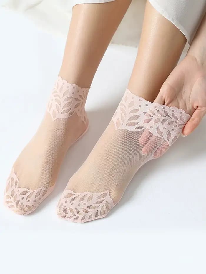 Chaussettes pour femmes printemps et automne bas en soie fine semelle en coton été maille respirante mi Tube