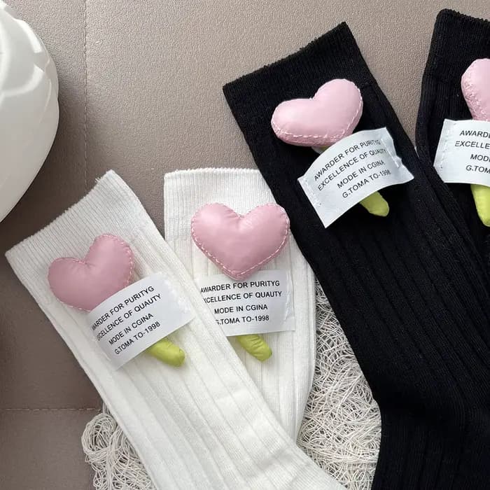 Chaussettes coréennes 3D Love Kawaii pour femmes, en coton de haute qualité, mignonnes, douces, Style académique JK, chaussettes polyvalentes et confortables pour filles