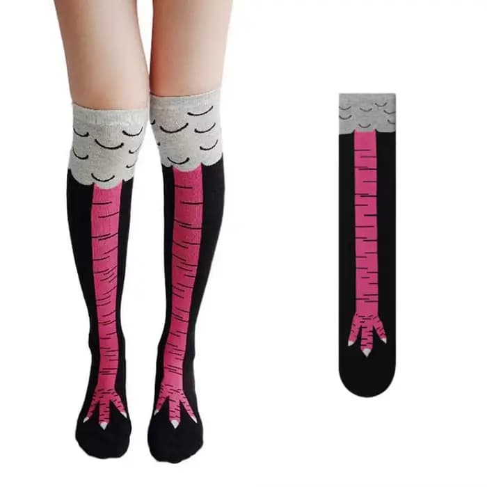 Pattes de poulet pieds chaussettes longues femmes sur le genou bas drôle dessin animé