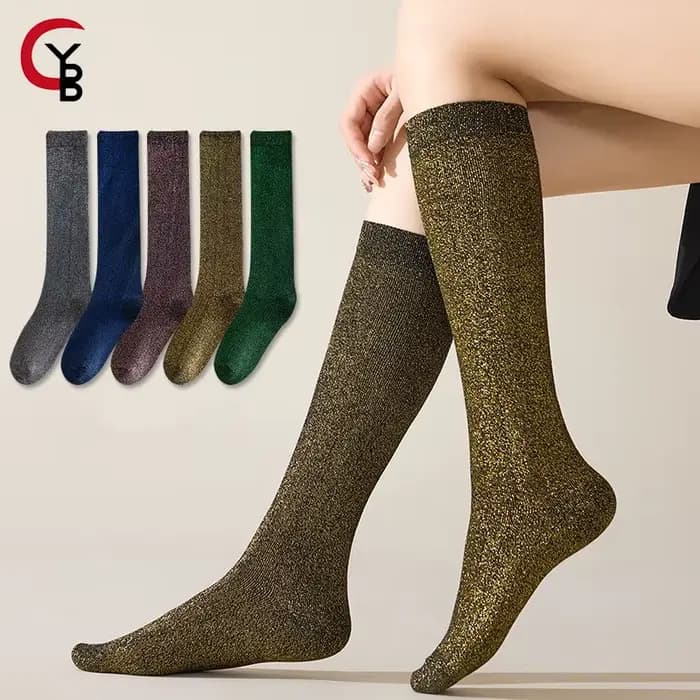 YANBIGUO 1/5 paires femmes nouveauté paillettes brillant mollet chaussettes