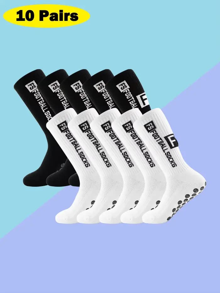 10 paires de chaussettes de Football antidérapantes pour hommes, coussinets de préhension pour le Football, le basket-ball, les Sports avec pinces