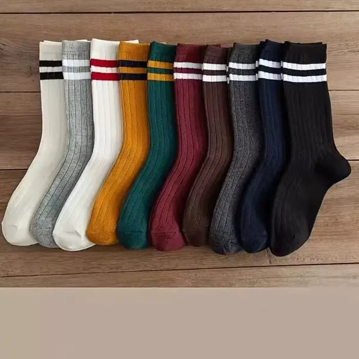 5/10/20/30 paires femmes rayé mi tube chaussettes à la mode couleur correspondant doux confortable absorbant la sueur respirant chaussette décontractée