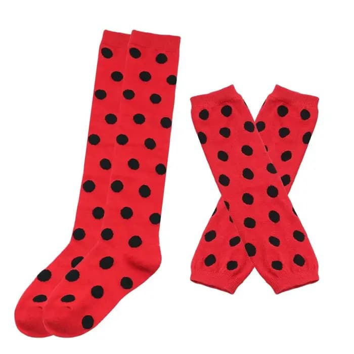 Bas hauts de cuisse à pois coccinelle années 80 et 90