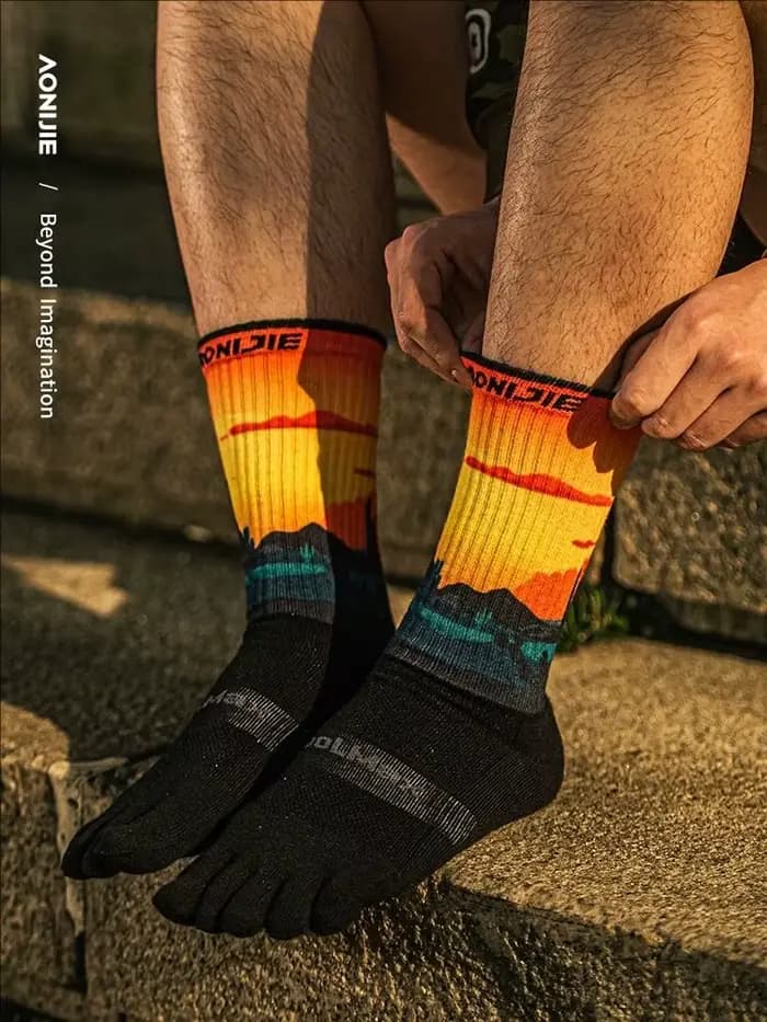 AONIJIE Trail chaussettes de course hommes femmes séchage rapide Absorption des chocs professionnel Marathon Camping