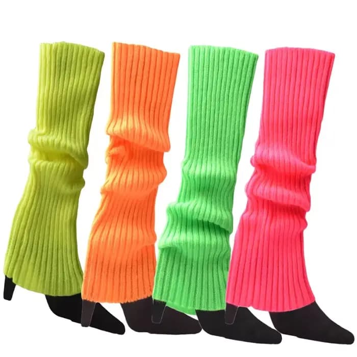 Jambières en tricot de couleur néon pour femmes