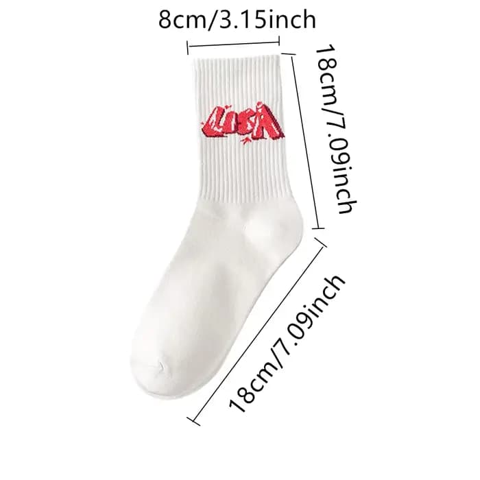 9 paires/ensemble chaussettes unisexes lettres imprimées chaussettes mi-tube simples adaptées à toutes les saisons pour les sports quotidiens