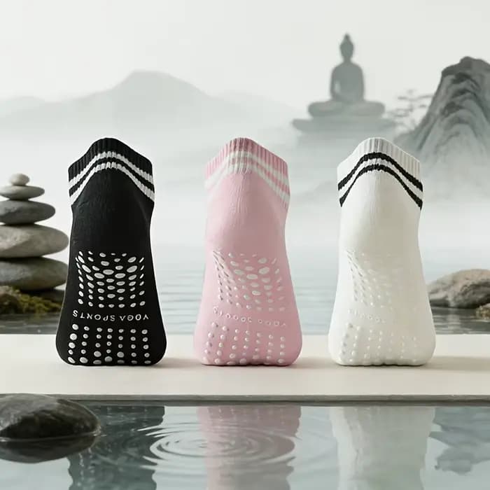 1 paire de chaussettes antidérapantes en coton absorbant la sueur pour la pratique de la danse sur le sol