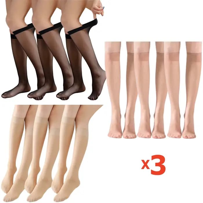 3 paires/ensemble de chaussettes transparentes pour femmes