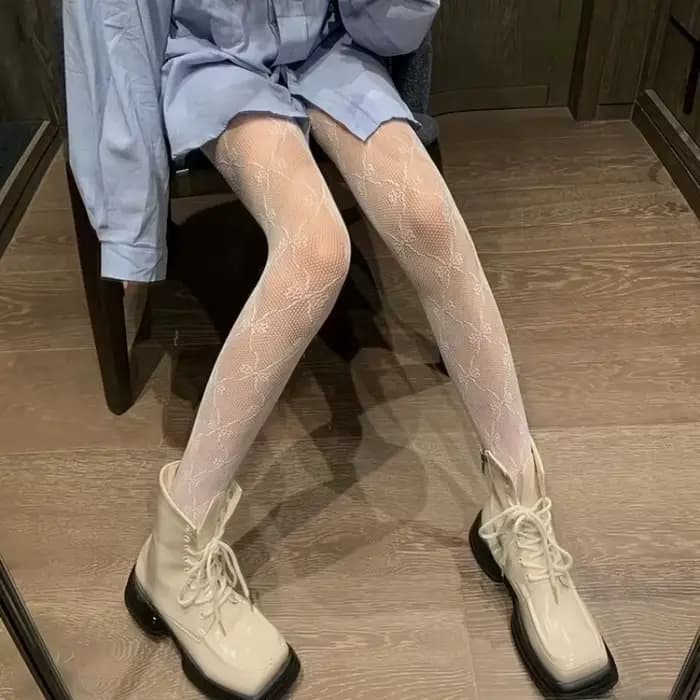 1 paire de collants en résille blanche et noire ajourée, style gothique Lolita, pour cosplay, collants JK pour filles, bas de club, collants résille
