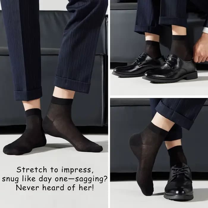 Chaussettes mi-mollet en soie de mûrier et mélange modal pour hommes, maille respirante d'été, antibactériennes, anti-odeur, chaussettes d'affaires noires fines