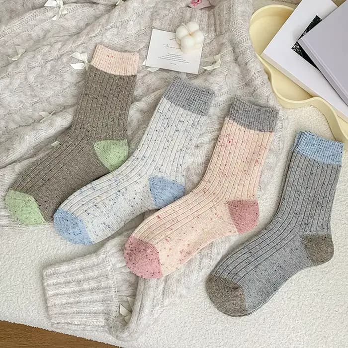 Chaussettes en laine douce pour femmes, optique, rayures, document bonbon, mode coréenne, chaud, nouveauté, doux, décontracté, hiver, automne, nouveau