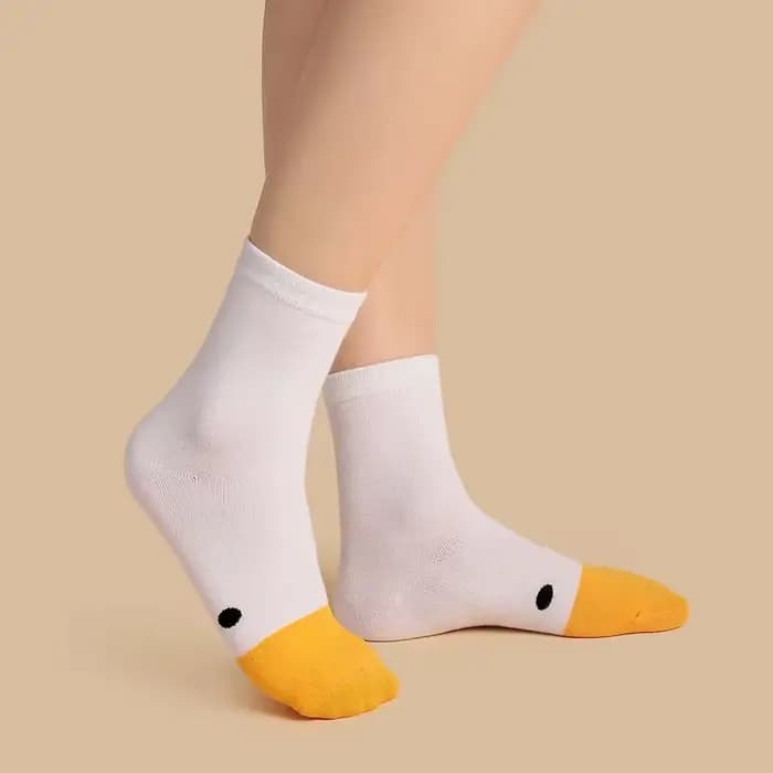 Femmes chaussettes coton mignon Kawaii dessin animé canard imprimé Style japonais Calcetines Mujer Hip Hop drôle blanc Harajuku filles cadeau Sox