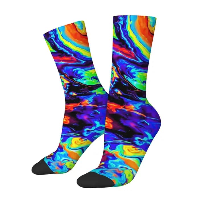 Chaussettes psychédéliques arc-en-ciel pour hommes