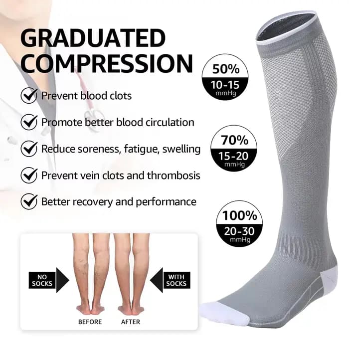 1 paire de chaussettes de compression pour femmes et hommes