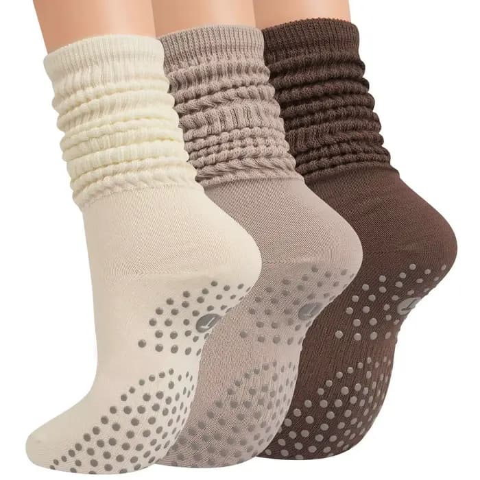 Chaussettes de yoga mi-mollet pour Pilates, antidérapantes, absorbantes, à pois, pour femmes, polyvalentes, pour le sport et le fitness, avec points en silicone